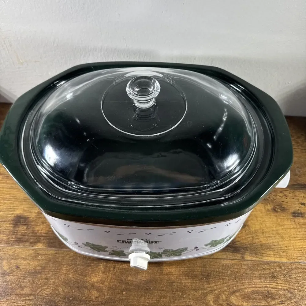 Rival Slow Cooker 4.5 qt Oval Crock-Pot Ivy & Grapes Green & White MODEL 3745
